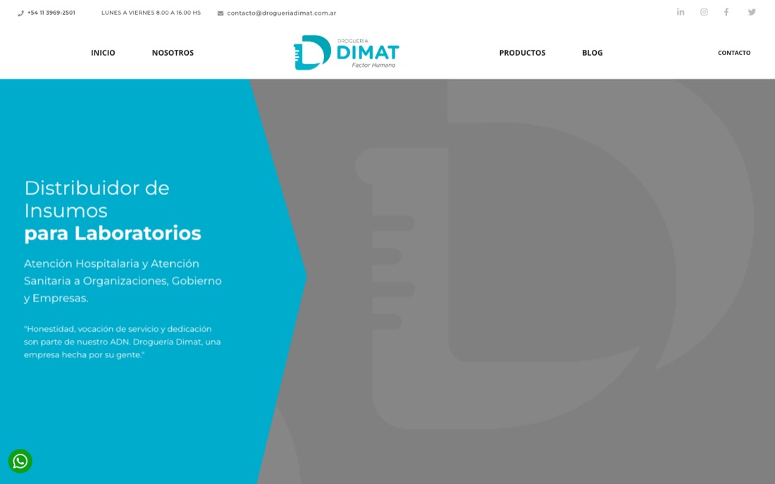 Sitio web de Droguería Dimat