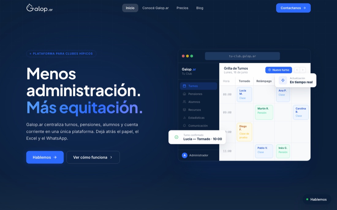 Galop.ar, sistema de gestión para clubes hípicos
